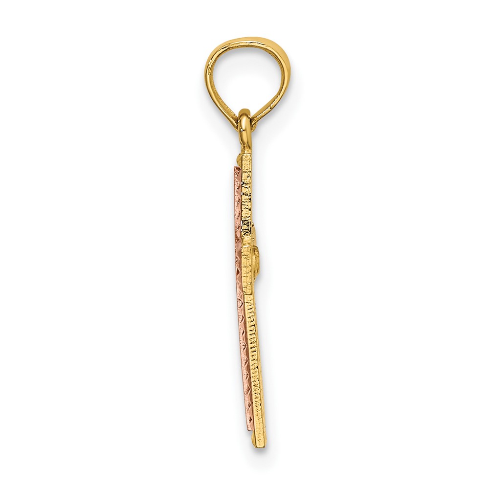 10k Two-tone Polished Cross Charm (10K9138)