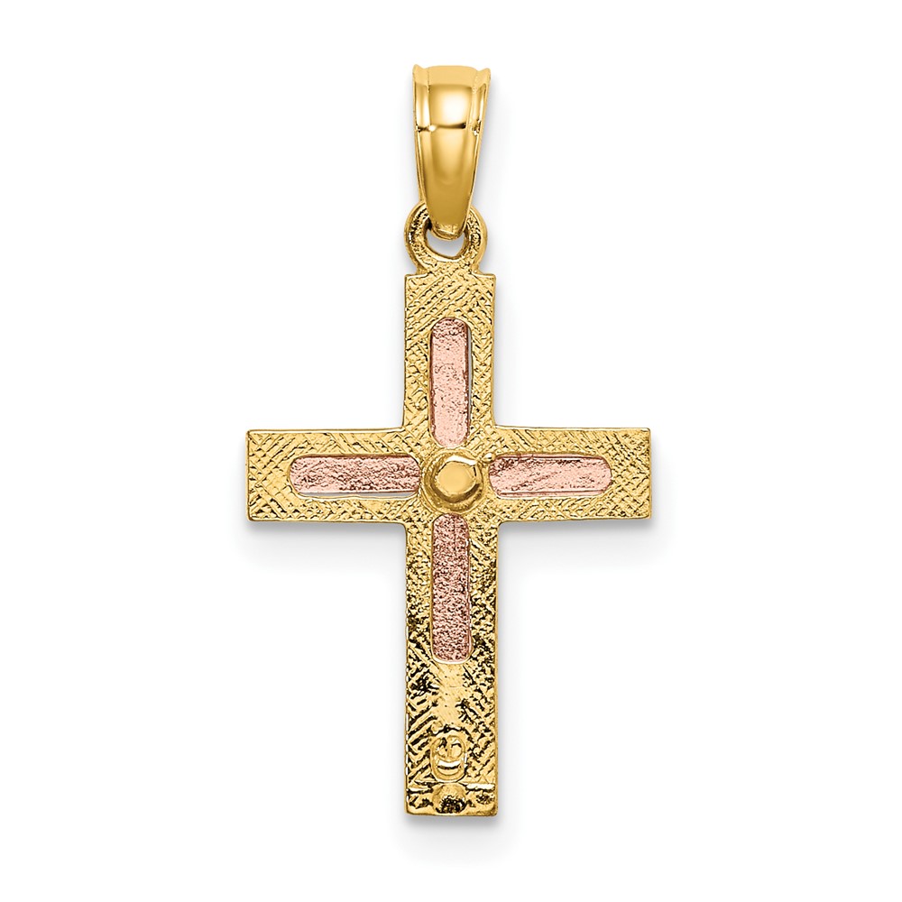10k Two-tone Polished Cross Charm (10K9138)