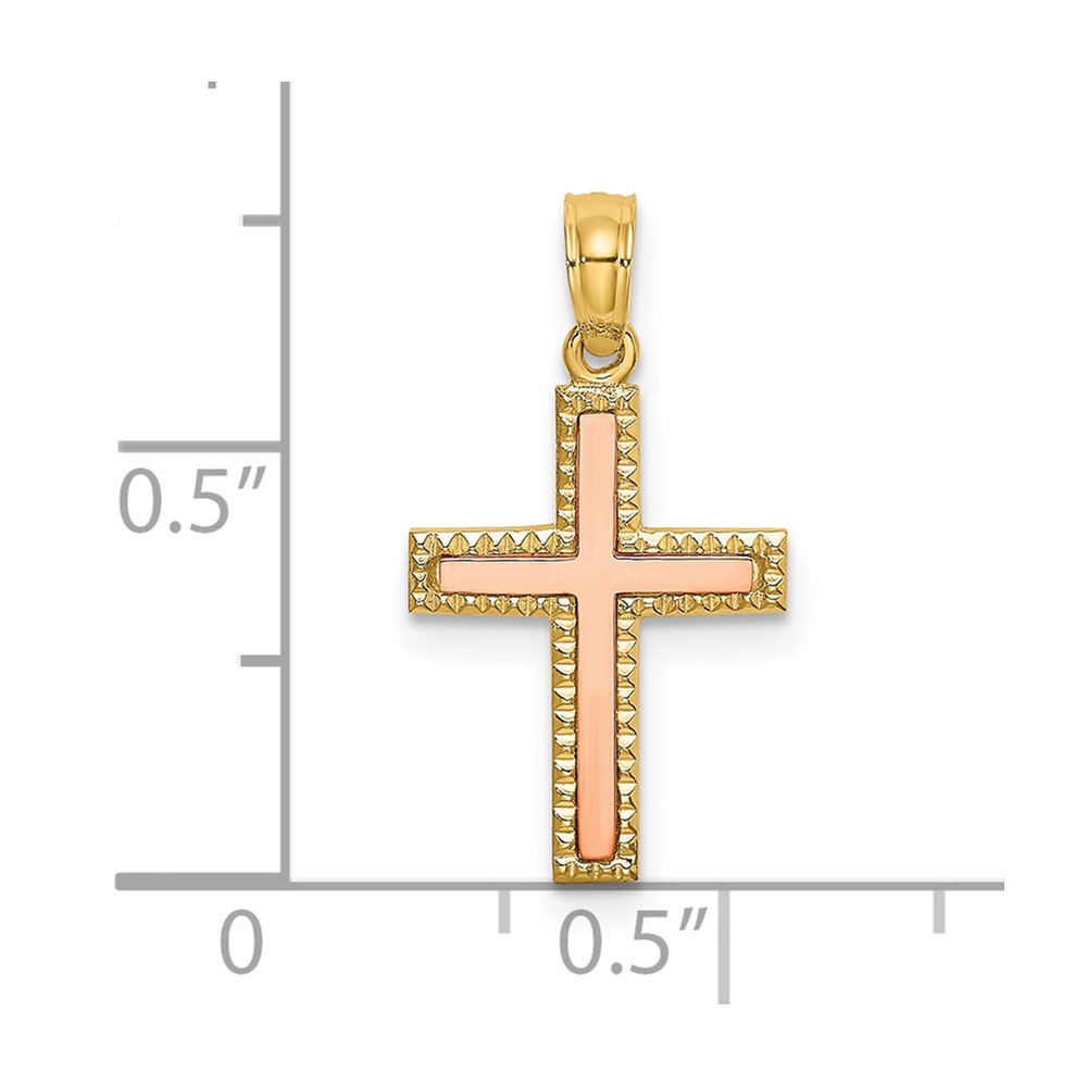 10k Two-tone Polished Cross Charm (10K9138)