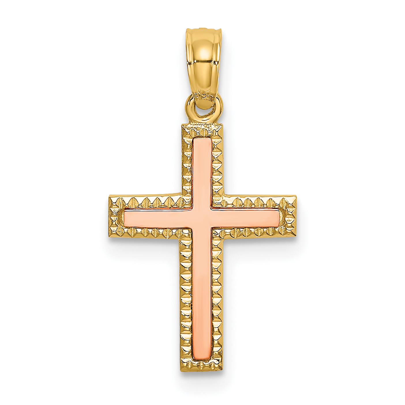 10k Two-tone Polished Cross Charm (10K9138)