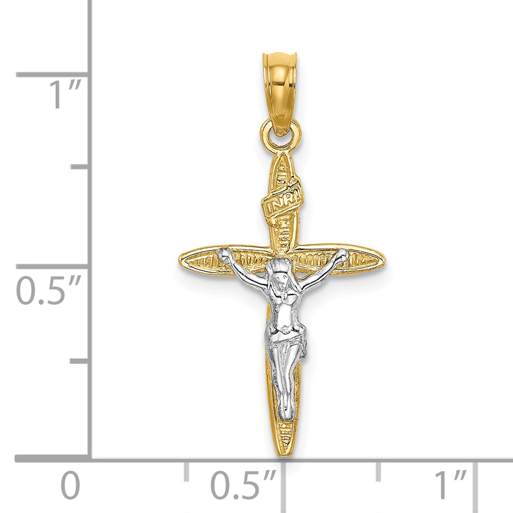 10K W/ Rhodium INRICrucifix Charm (10K9140)