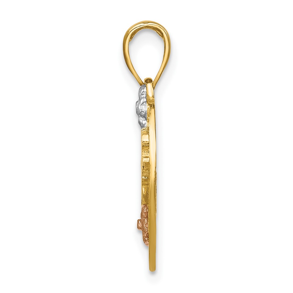10k Two-tone w/White Rhodium #1 DAUGHTER Heart Charm (10K9142)