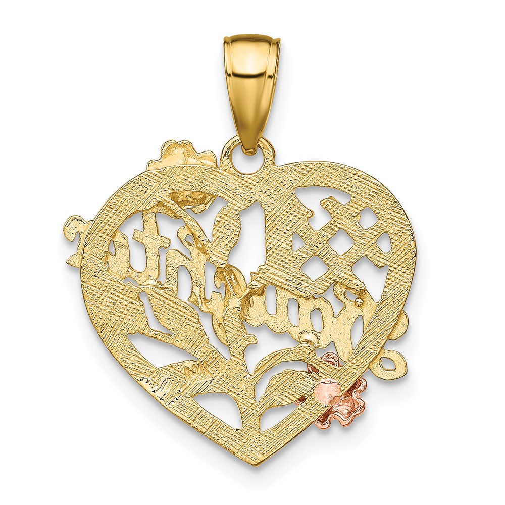 10k Two-tone w/White Rhodium #1 DAUGHTER Heart Charm (10K9142)