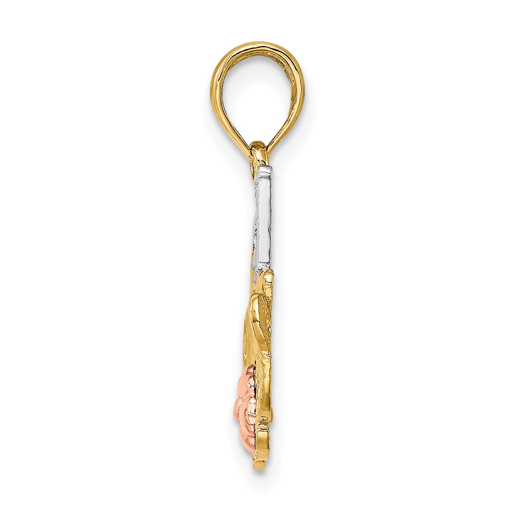 10k Two-tone w/White Rhodium #1 MOM w/ Flower Charm (10K9144)