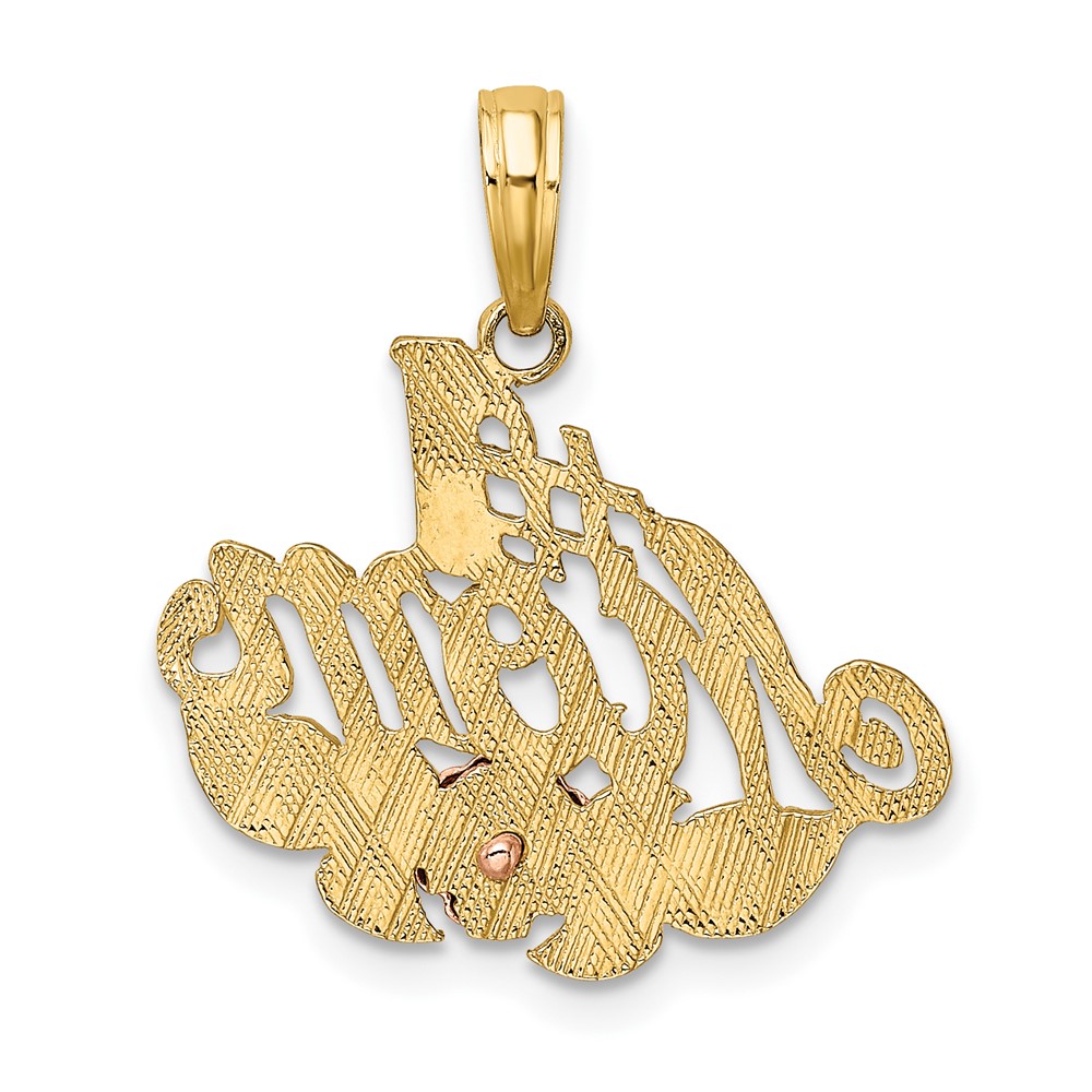 10k Two-tone w/White Rhodium #1 MOM w/ Flower Charm (10K9144)
