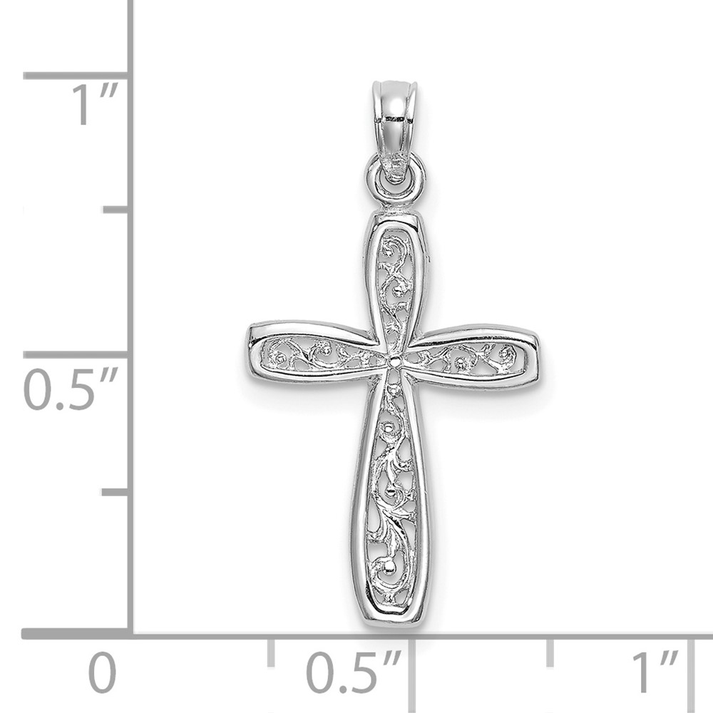 10K White Gold Filigree Cross Charm (10K9149W)