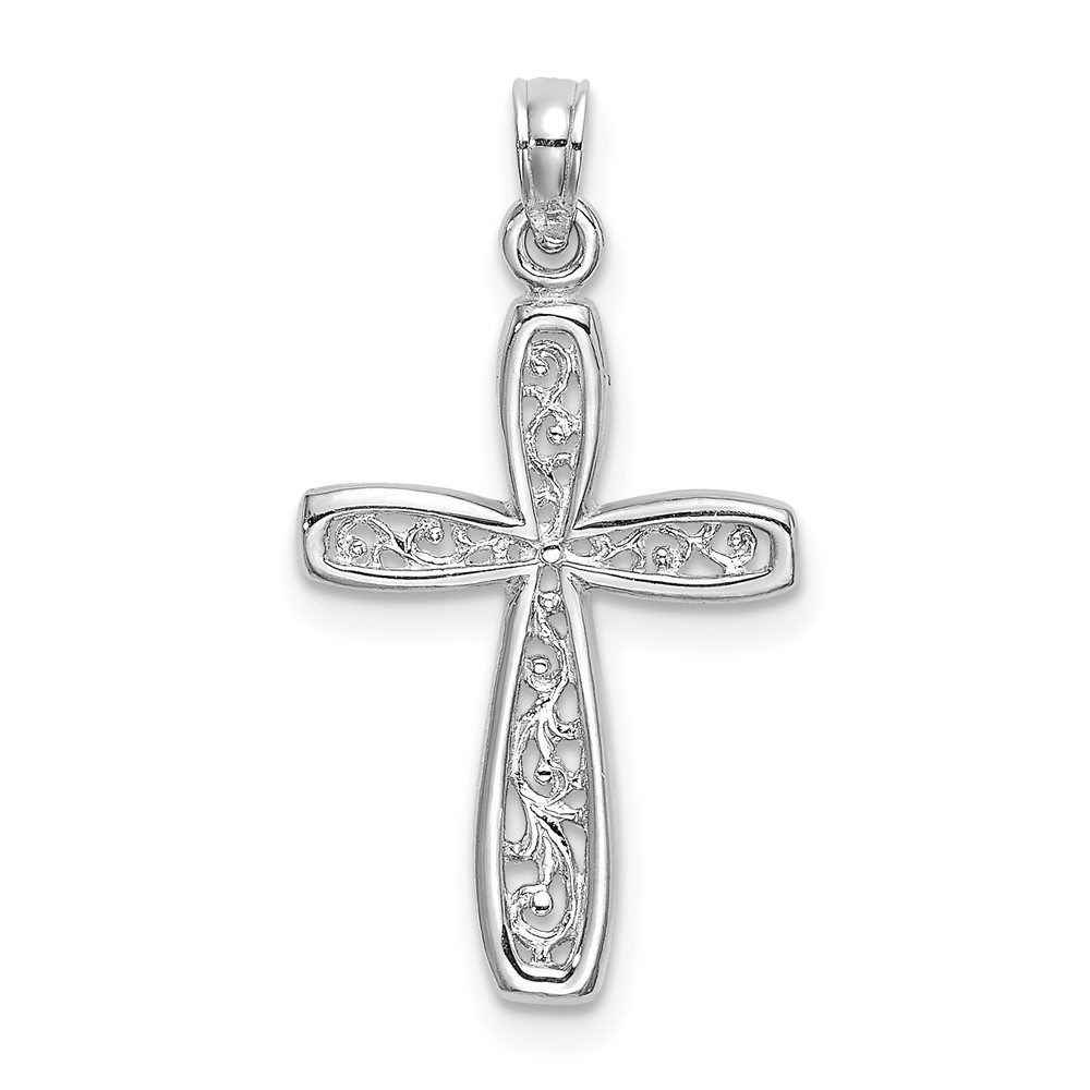 10K White Gold Filigree Cross Charm (10K9149W)
