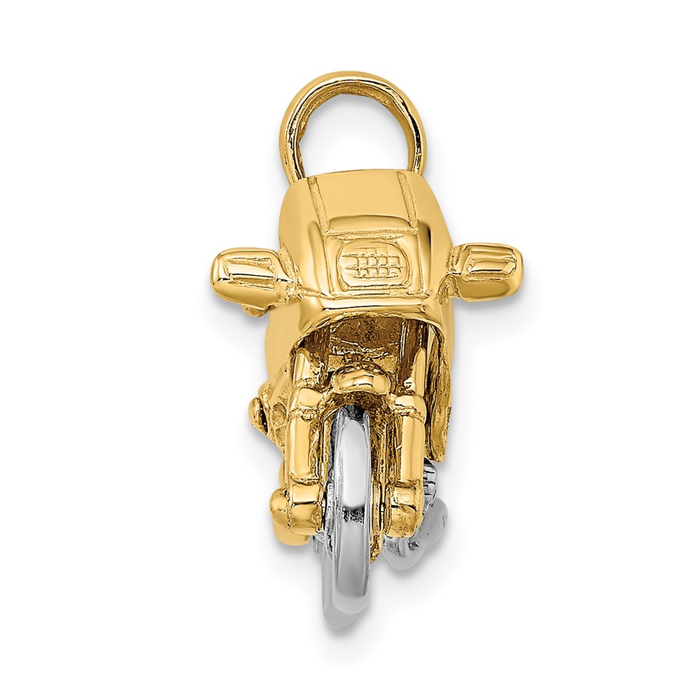 10k Two-tone 3-D Moveable Motorcycle Charm (10K9162)