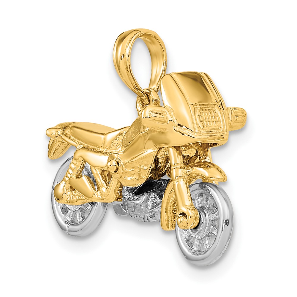 10k Two-tone 3-D Moveable Motorcycle Charm (10K9162)
