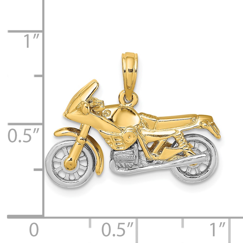 10k Two-tone 3-D Moveable Motorcycle Charm (10K9162)