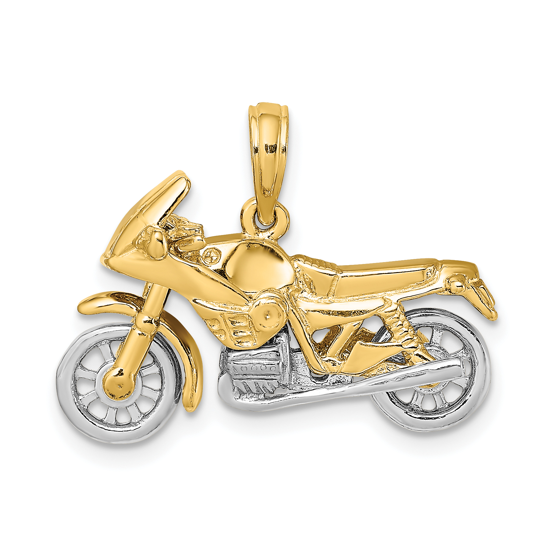 10k Two-tone 3-D Moveable Motorcycle Charm (10K9162)