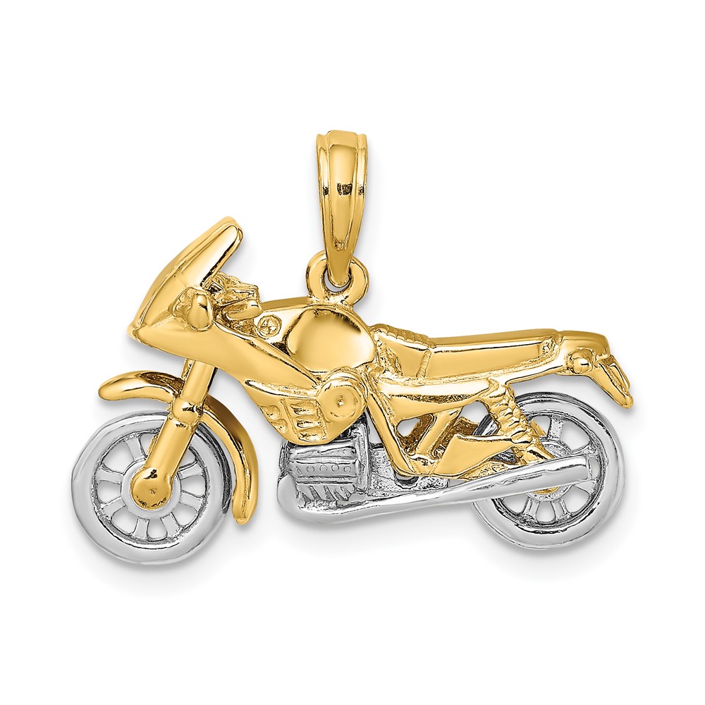 10k Two-tone 3-D Moveable Motorcycle Charm (10K9162)