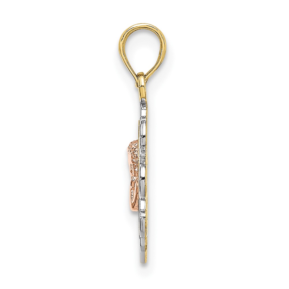 10K Two-tone w/Rhodium Small Angel In Heart Charm (10K9178)