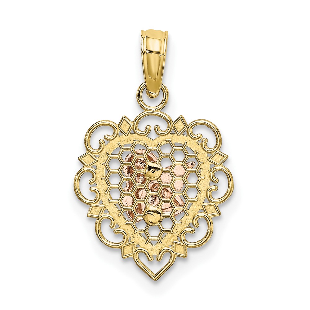 10K Two-tone w/Rhodium Small Angel In Heart Charm (10K9178)
