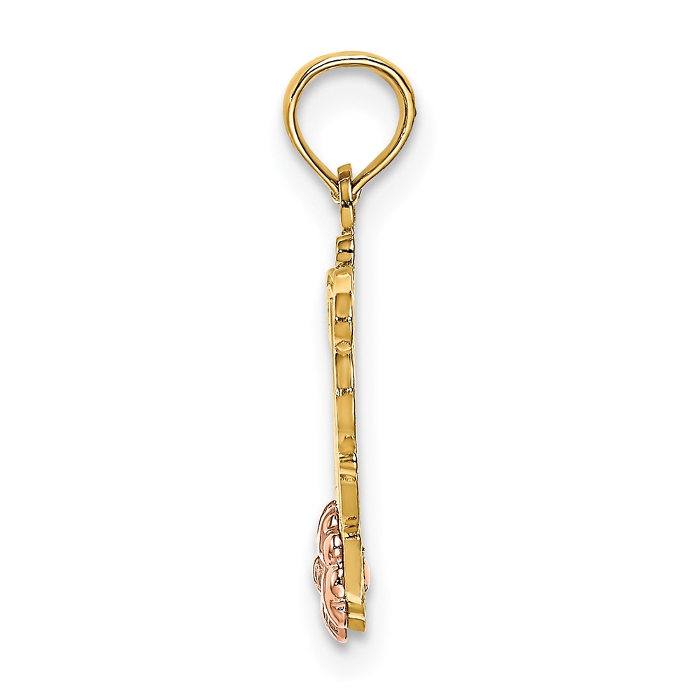 10k Two-Tone MOM Script w/ Flower Charm (10K9186)