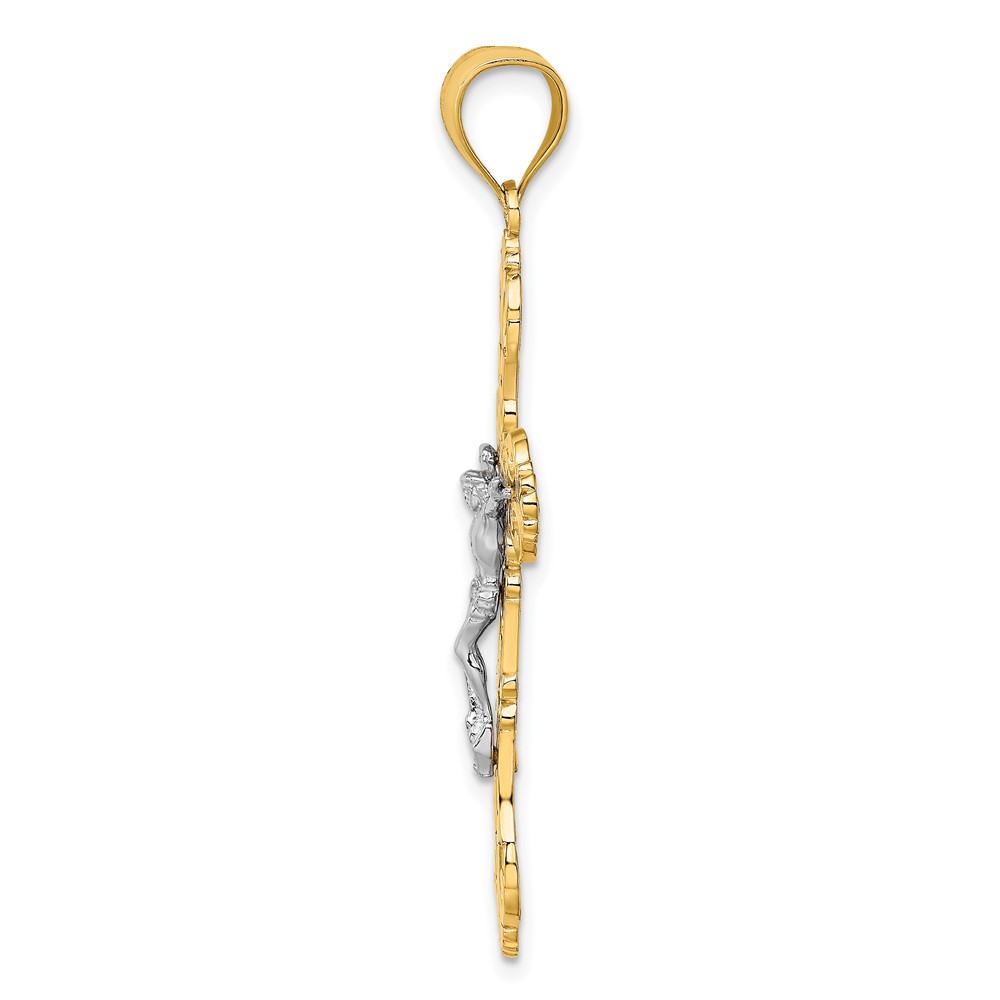 10K W/ Rhodium Crucifix W/ Scrolled Tips Charm (10K9199)