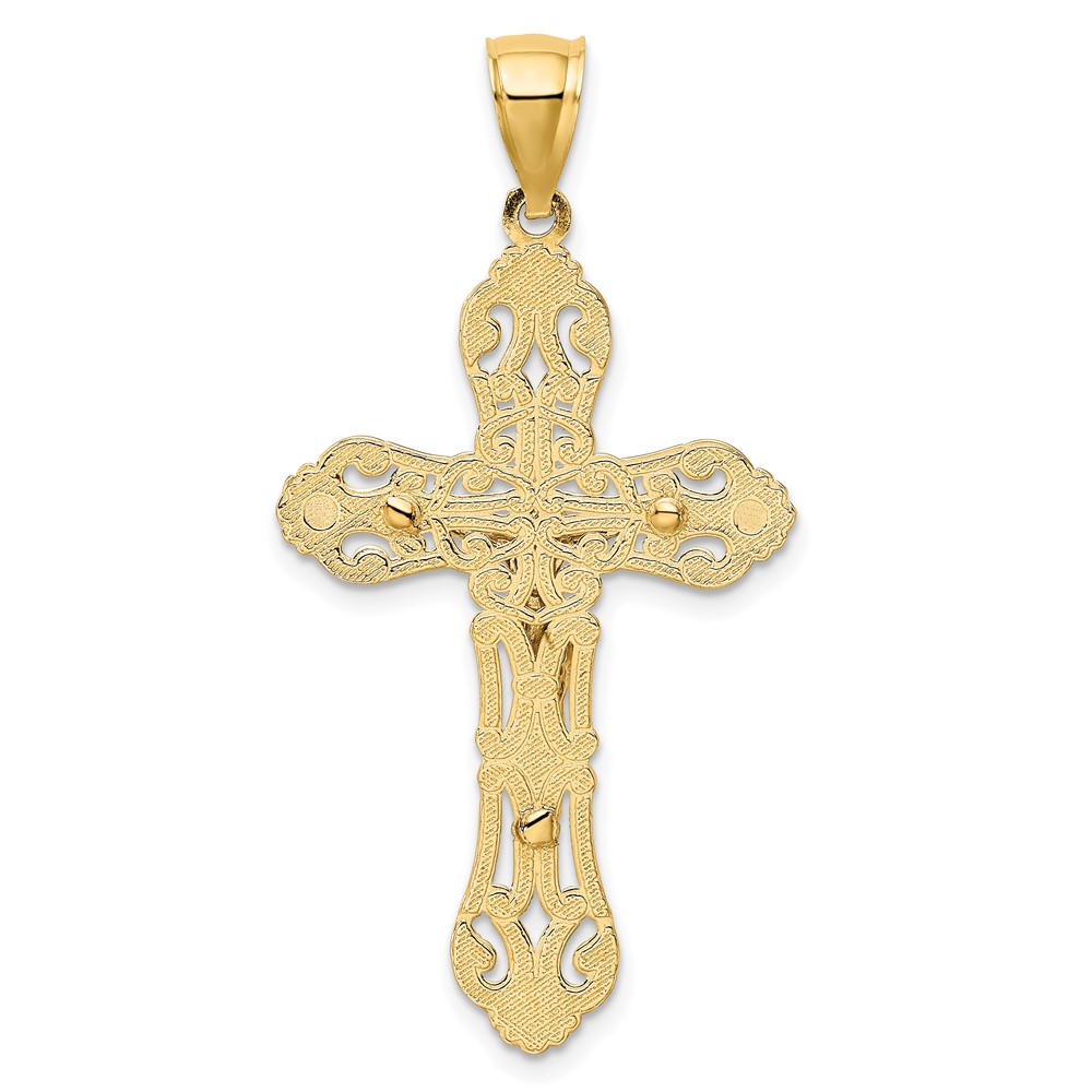 10K W/ Rhodium Crucifix W/ Scrolled Tips Charm (10K9199)