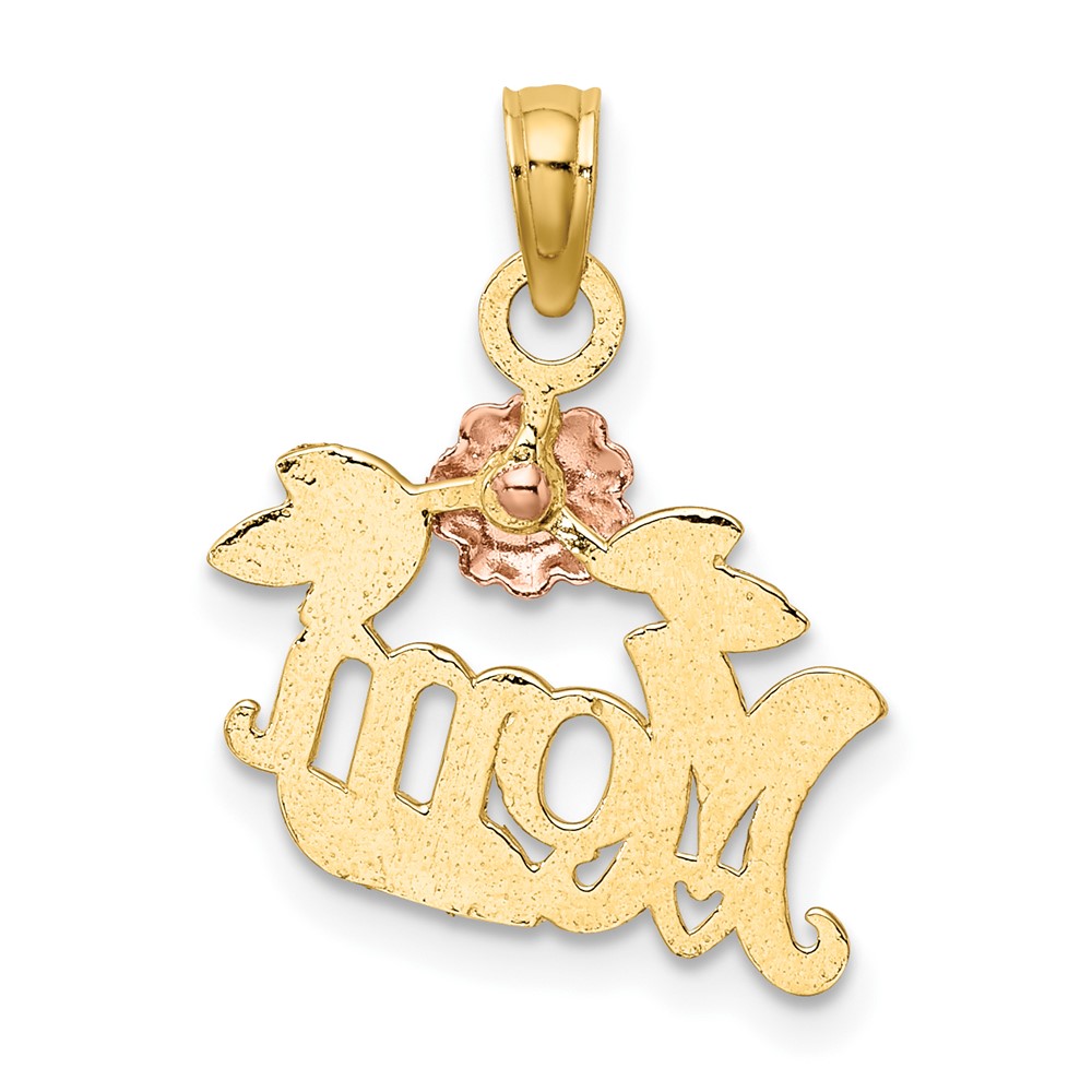 10k Two-Tone Textured Scroll w/ Flower MOM Charm (10K9209)