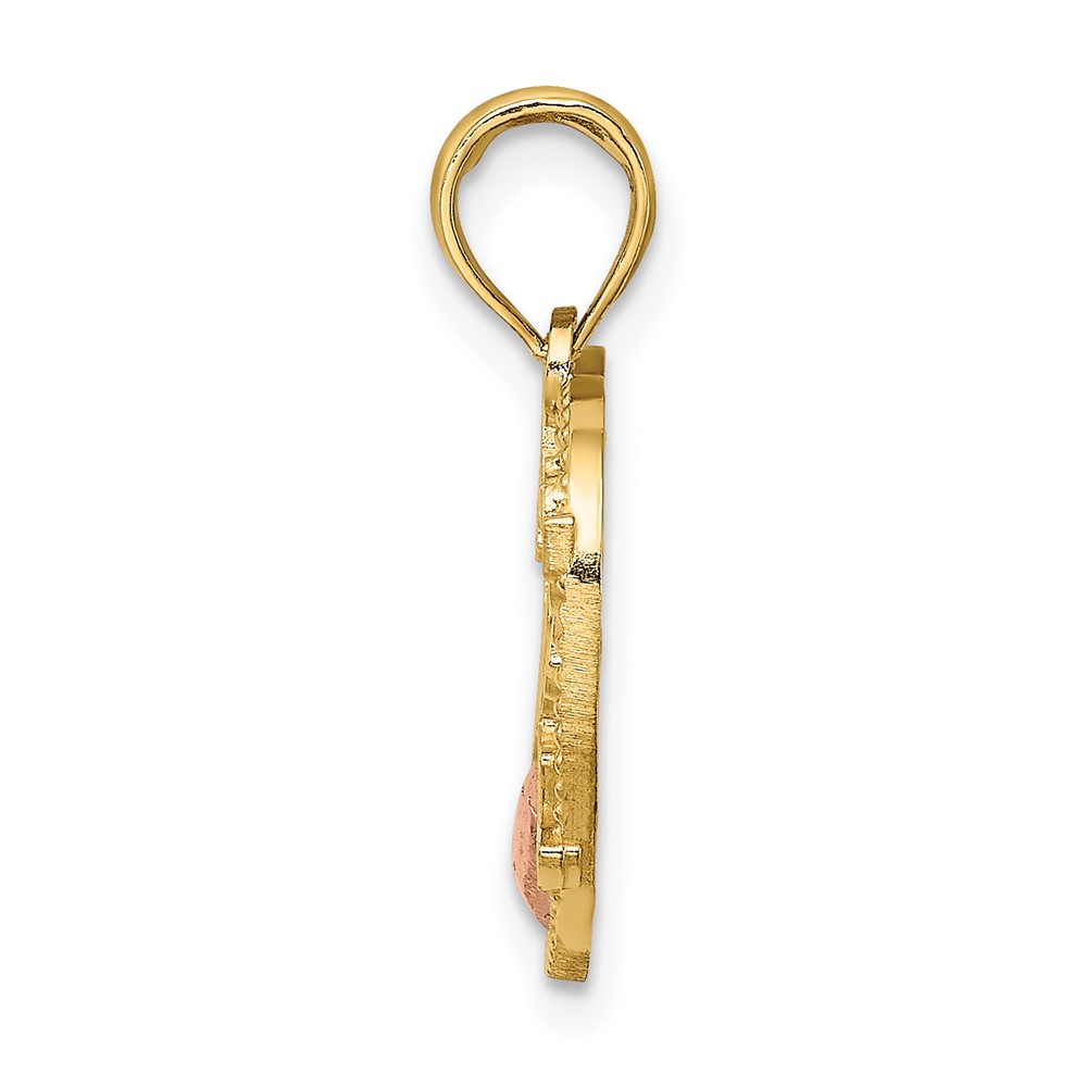 10k Two-Tone Heart w/ #1 MOTHER Charm (10K9211)