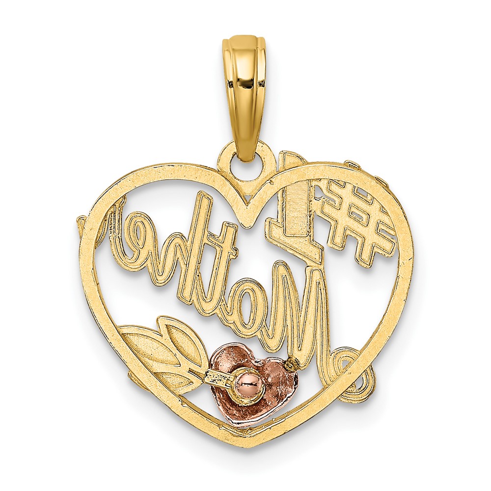 10k Two-Tone Heart w/ #1 MOTHER Charm (10K9211)