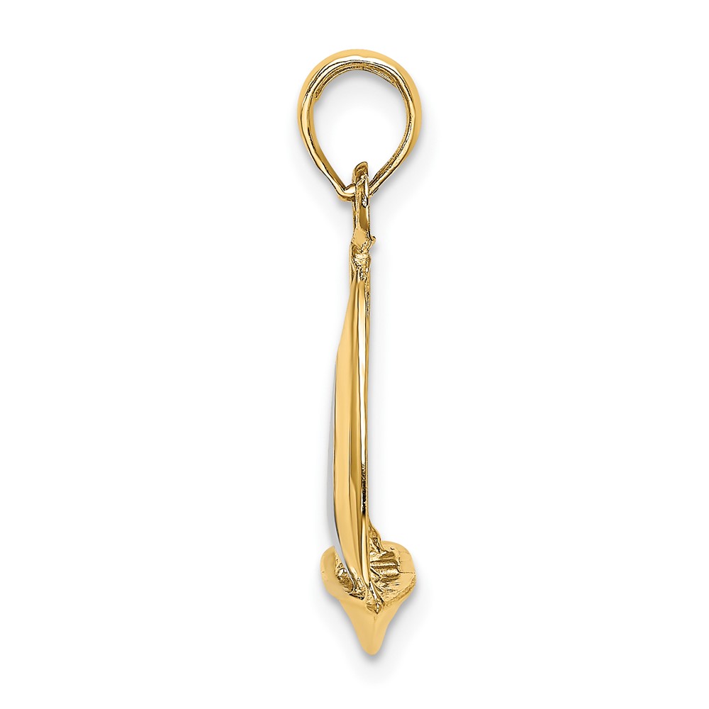 10K w/ Rhodium 3-D Polished Sailboat Charm (10K9221)