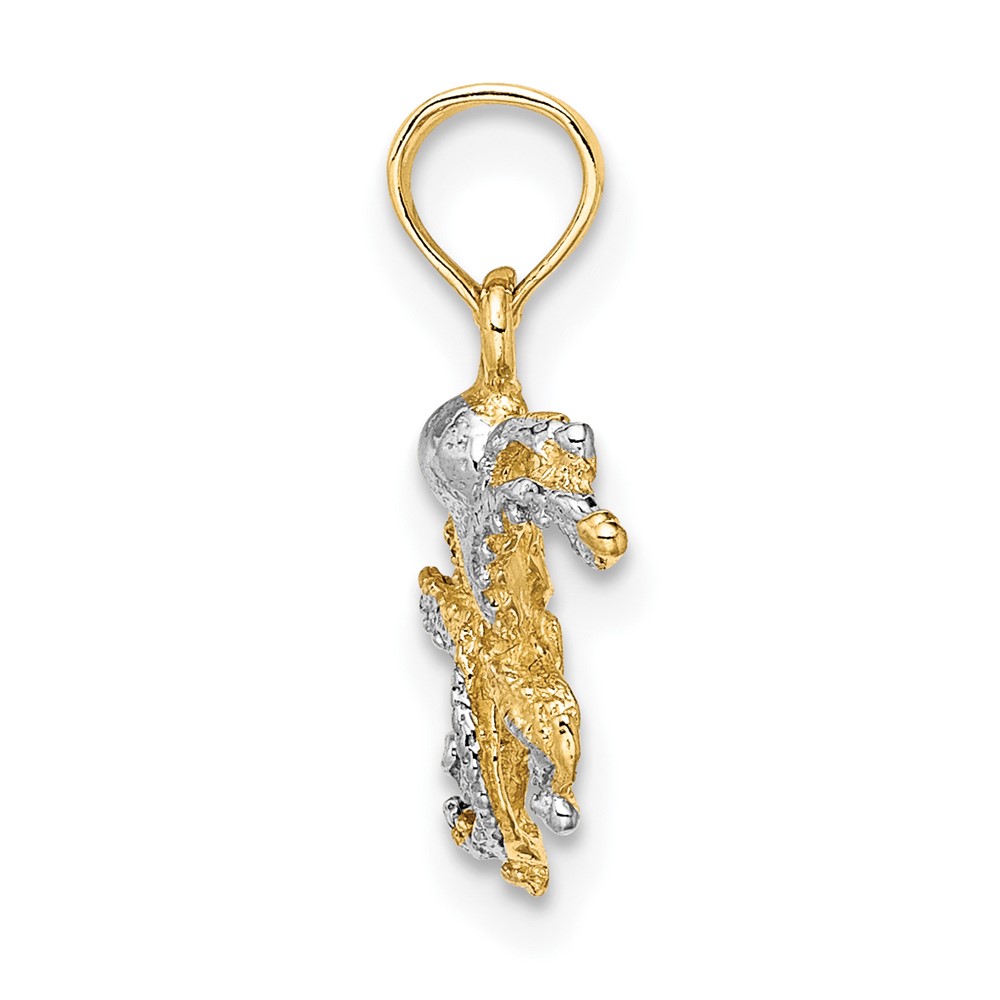 10K W/ Rhodium 2-D and Textured Octopus Charm (10K9222)