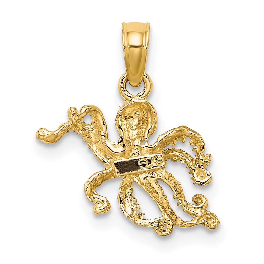 10K W/ Rhodium 2-D and Textured Octopus Charm (10K9222)