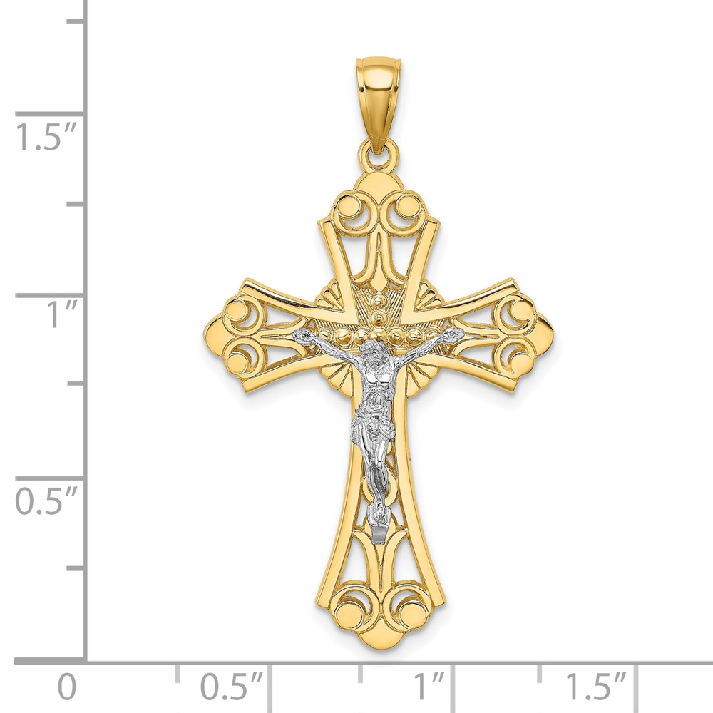 10K Two-tone Cut-Out Crucifix Charm (10K9227)