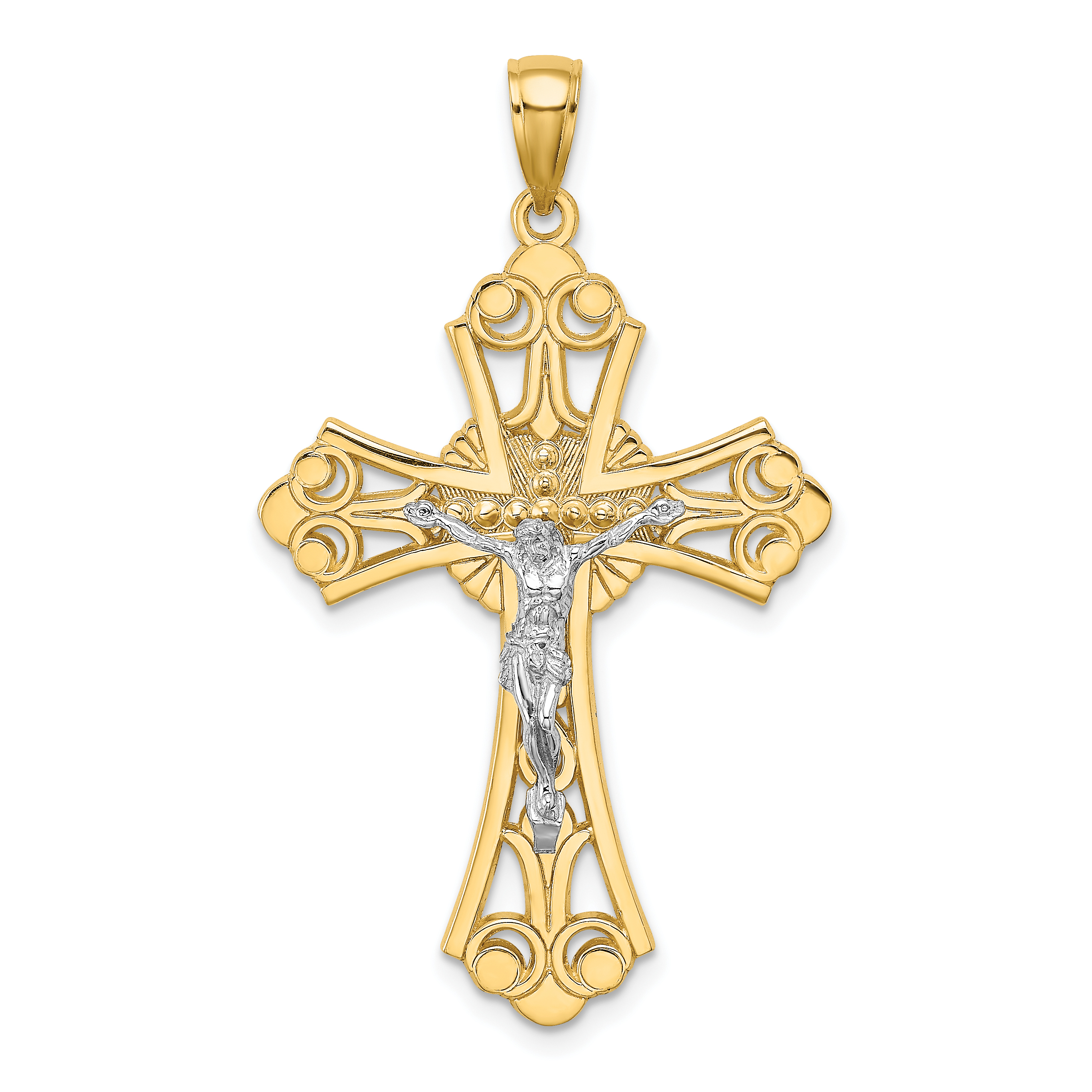 10K Two-tone Cut-Out Crucifix Charm (10K9227)