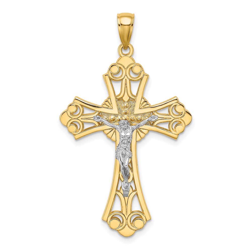 10K Two-tone Cut-Out Crucifix Charm (10K9227)