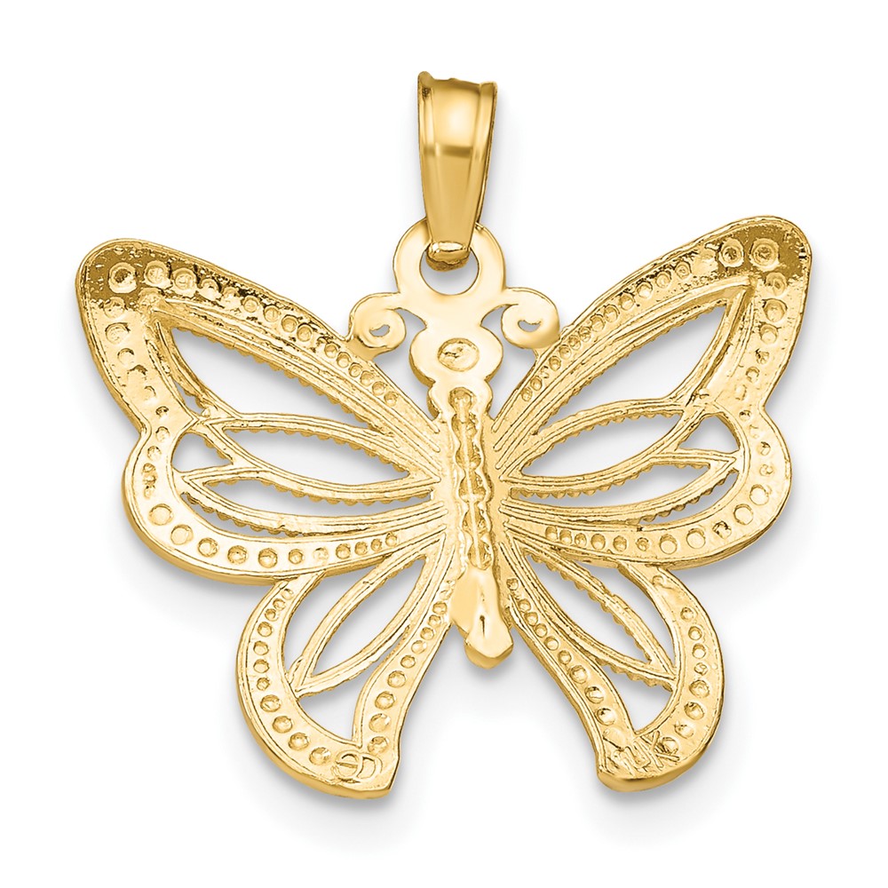 10K w/Rhodium Butterfly W/ White Beaded Wings Charm (10K9237)