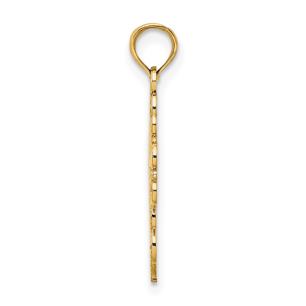 10K W/ Rhodium Beaded Lace Trim Cross Charm (10K9240)