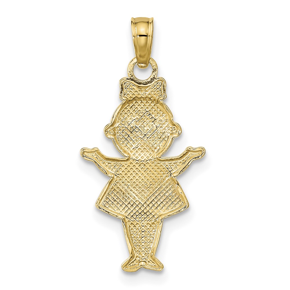 10K Textured w/Rhodium Girl Charm (10K9244)