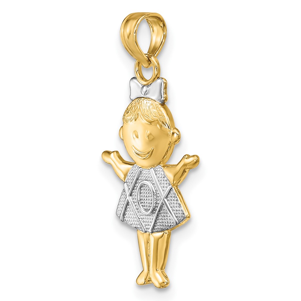 10K Textured w/Rhodium Girl Charm (10K9244)