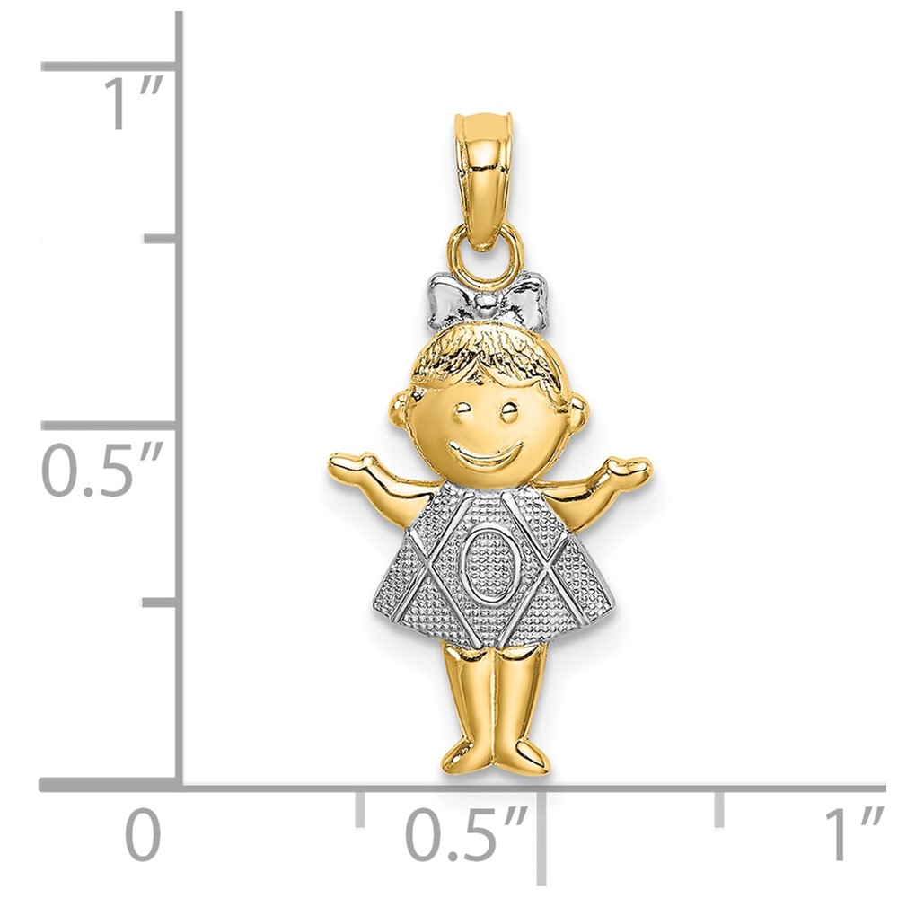 10K Textured w/Rhodium Girl Charm (10K9244)