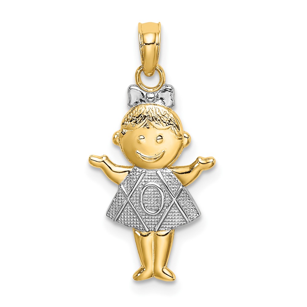 10K Textured w/Rhodium Girl Charm (10K9244)