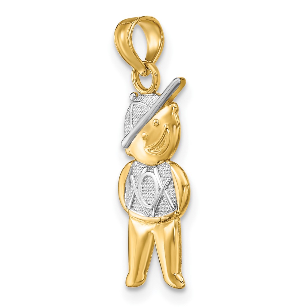 10K Textured w/Rhodium Boy Charm (10K9245)