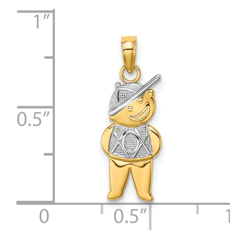 10K Textured w/Rhodium Boy Charm (10K9245)