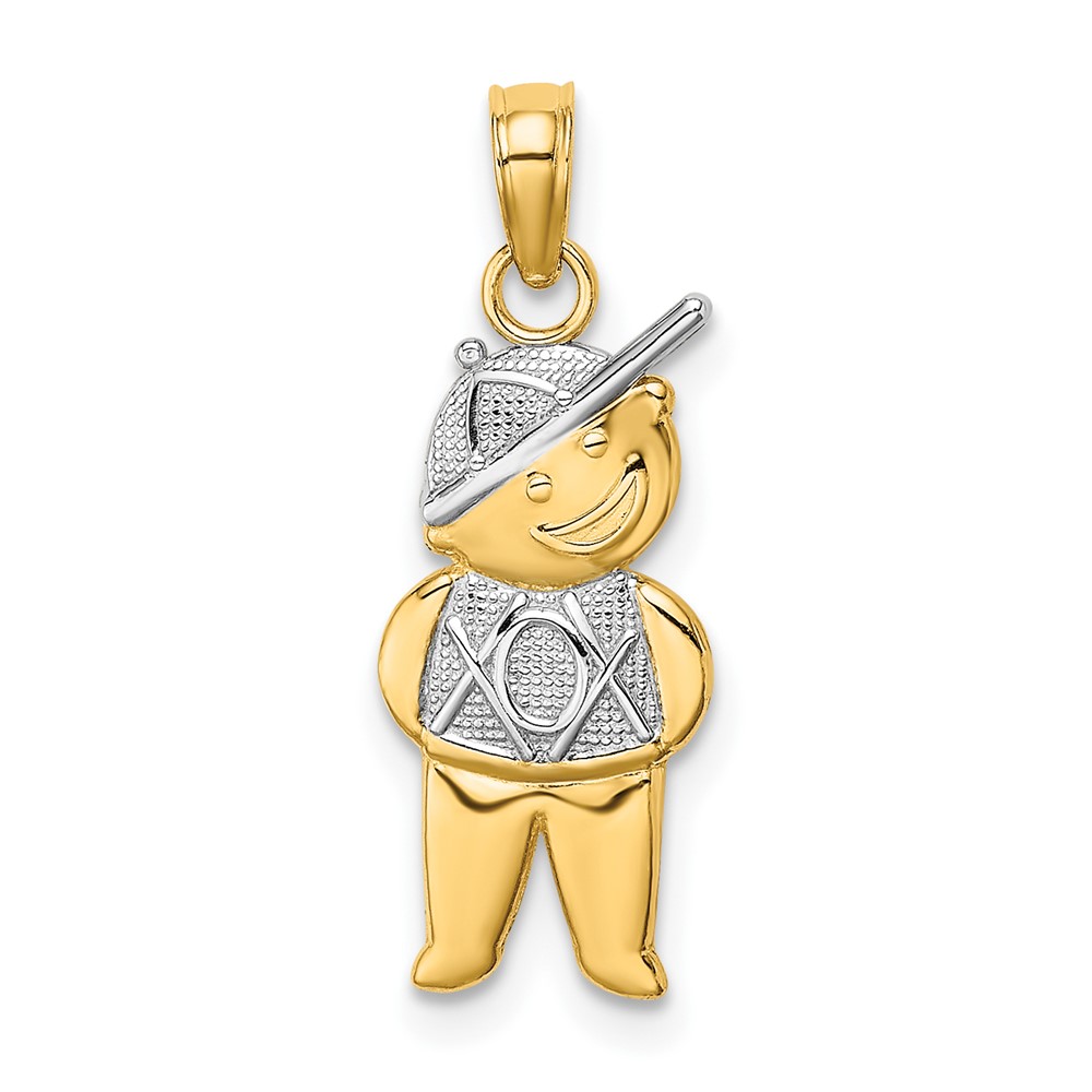 10K Textured w/Rhodium Boy Charm (10K9245)