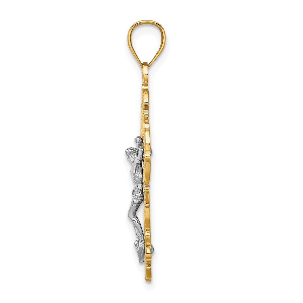10K Two-Tone w/Lace Trim Crucifix Charm (10K9286)