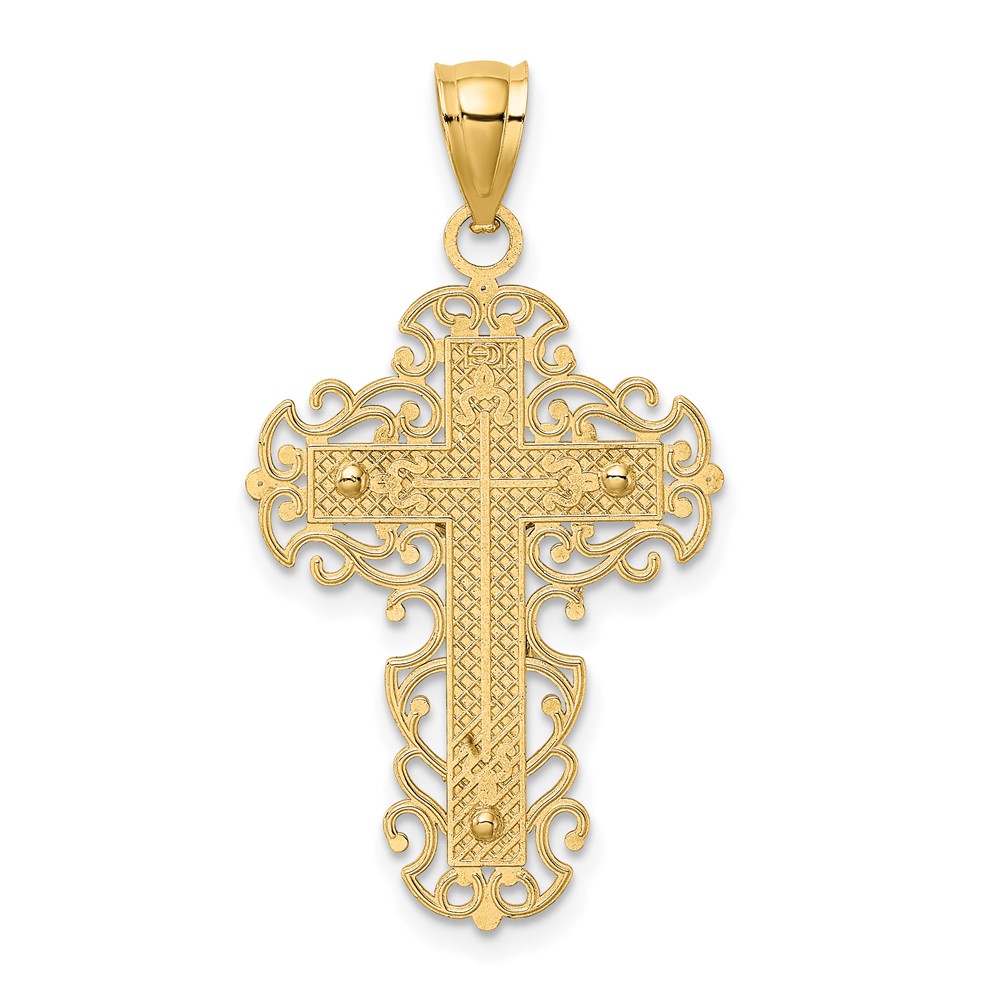 10K Two-Tone w/Lace Trim Crucifix Charm (10K9286)