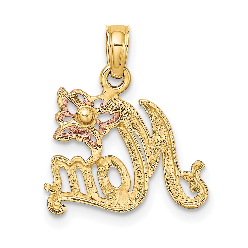 10K Two-Tone MOM W/ Butterfly Charm (10K9293)