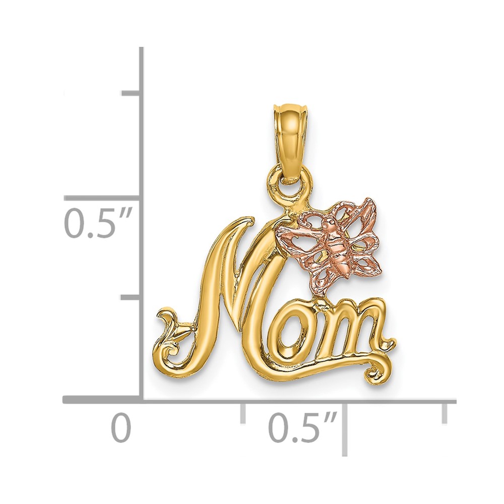 10K Two-Tone MOM W/ Butterfly Charm (10K9293)