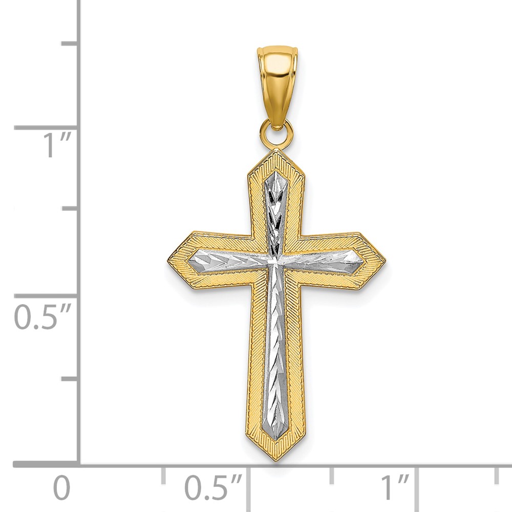 10K w/ Rhodium D/C Cross Pendant (10K9299)