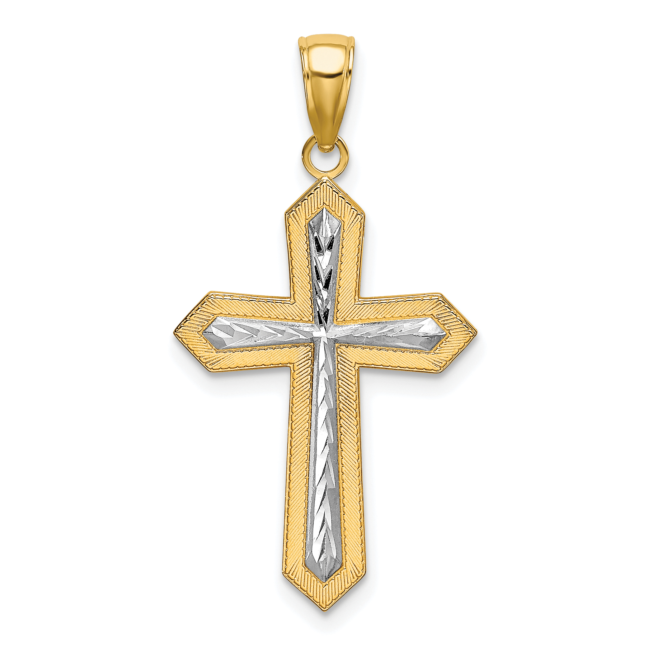 10K w/ Rhodium D/C Cross Pendant (10K9299)