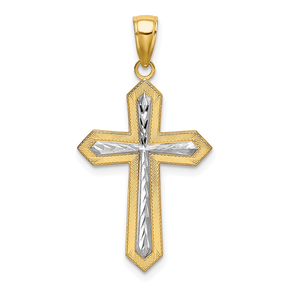 10K w/ Rhodium D/C Cross Pendant (10K9299)
