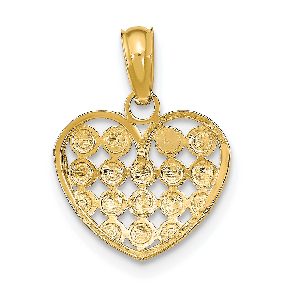 10k w/Rhodium D/C Heart Charm (10K9311)
