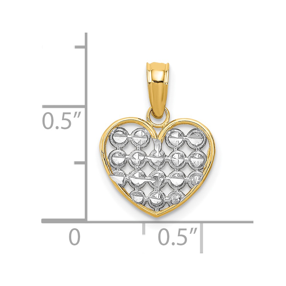 10k w/Rhodium D/C Heart Charm (10K9311)