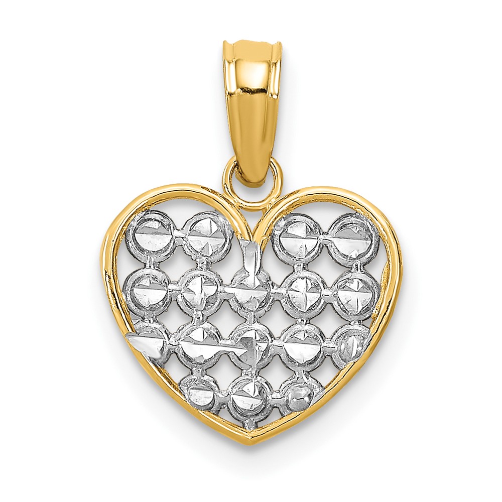 10k w/Rhodium D/C Heart Charm (10K9311)