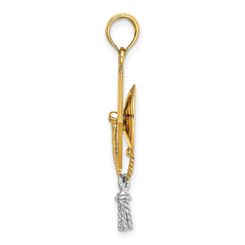 10k w/Rhodium 3-D Graduation Cap Moveable Tassle Charm (10K9312)